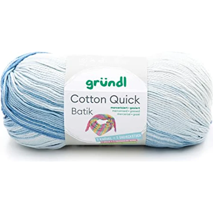 Gründl 4921-02 Cotton Quick Batik Garn, hellblau-mittelblau-dunkelblau, 1 x 100 g – Bild 1
