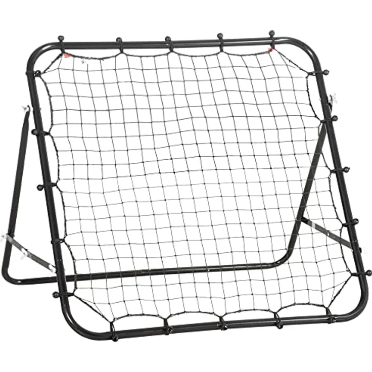 HOMCOM Fußball Rebounder Kickback Tor Rückprallwand Netz für Baseball Fußball Fußballtor für Training Verstellbarer Winkel Metallrohr PE Gewebe 96 x 80 x 96 cm Schwarz