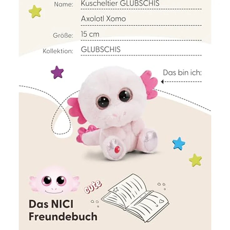 NICI GLUBSCHIS Axolot Xomo 15cm rosa - Plüschtier aus weichem Plüsch, niedliches Kuscheltier für Kinder & Erwachsene, tolle Geschenkidee – Bild 5