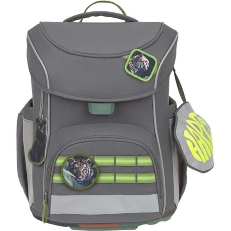LÄSSIG Schulranzen Unique School Set Slim 7-teilig, ergonomisches Tragesystem, 21 L Volumen, anthrazit – Bild 2