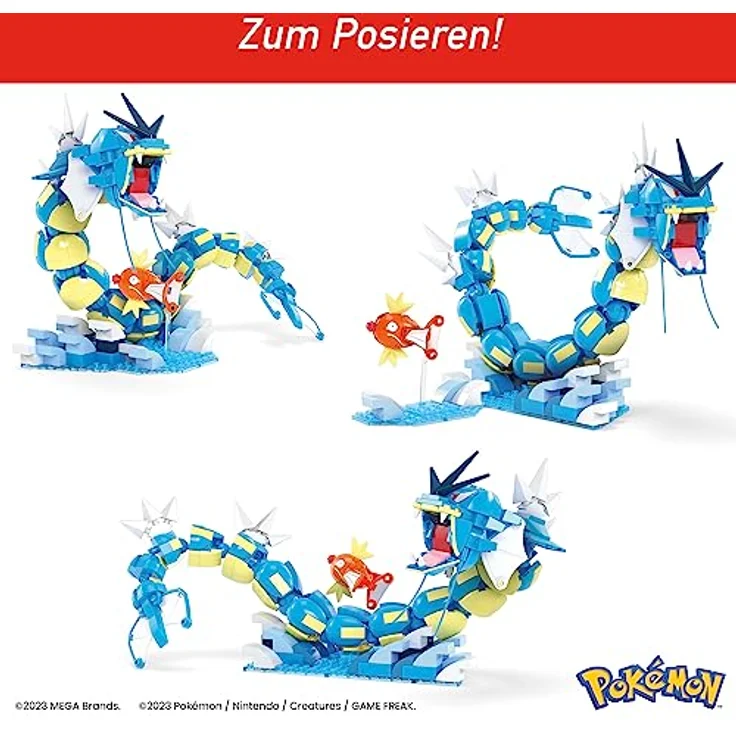 MEGA POKÉMON Karpador Evolutionsset - 411-teiliges Bauset mit Garados und Wasserlandschaft für dynamische Ausstellmöglichkeiten, 12 Verbindungspunkte, für Kinder ab 8 Jahren, HNT95 – Bild 3