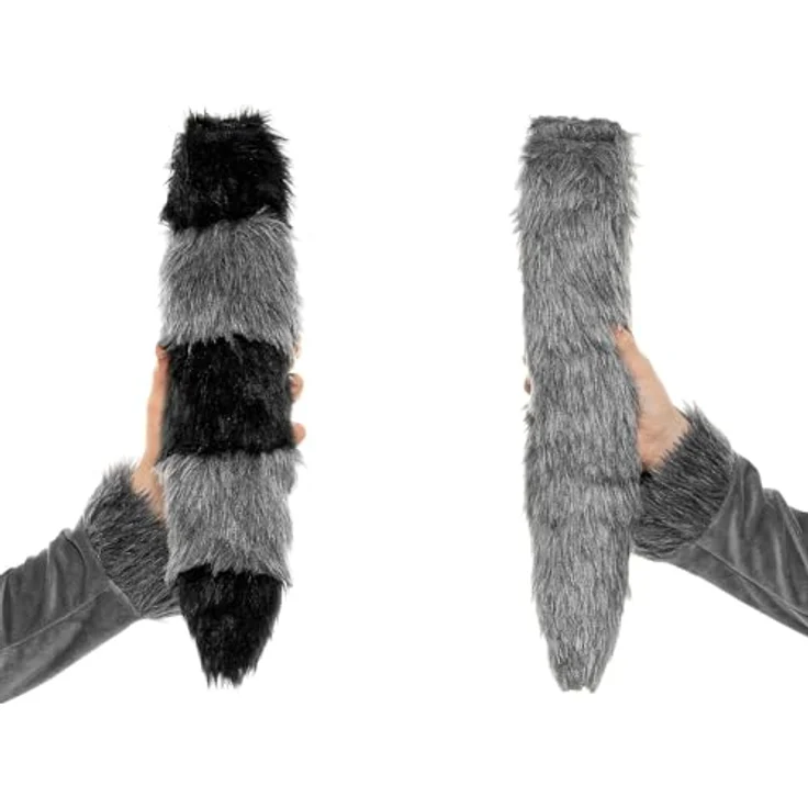 Maskworld Frecher Waschbär/Kleiner Wolf Kinderkostüm - 2-in-1, flauschig, grau - Karneval, Halloween & Motto-Party – Bild 3