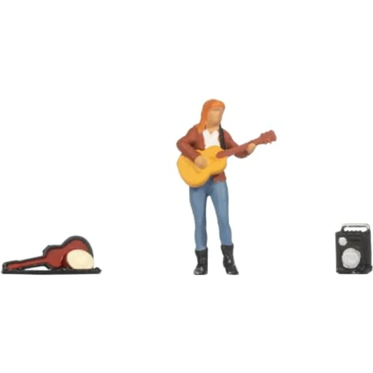 NOCH Sound-Szene 2.0 „Straßenmusik“, Modellbahnszene mit Musik und handkolorierter Figur einer Musikerin für H0, ideal für realistische Stadtmodelle – Bild 1