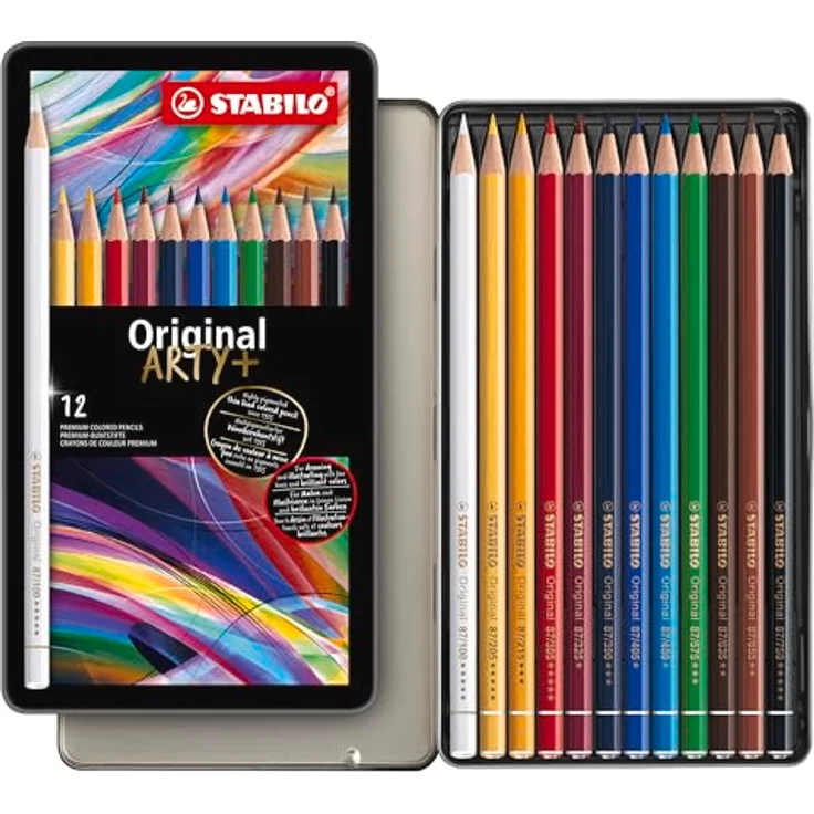 STABILO ARTY+, Premium-Buntstift mit bruchsicherer Mine, 12 verschiedene Farben im Metalletui – Bild 1
