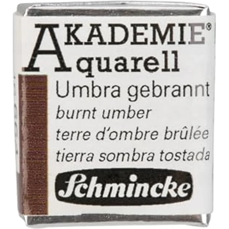 Schmincke AKADEMIE® Aquarellfarbe, Umbra gebrannt, 16 664 044, halbes Näpfchen, vegane Wasserfarbe, hohe Lichtechtheit, ideal für Aquarellmalerei – Bild 1
