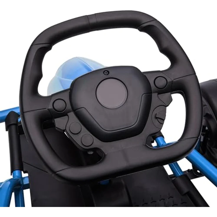 HOMCOM Kinder Elektro Gokart 24 V Drift Kart mit Langsamem Start, Musik, Hupe und Sicherheitsgurt, Kinderfahrzeug für 8-12 Jahre Kinder, Blau – Bild 9