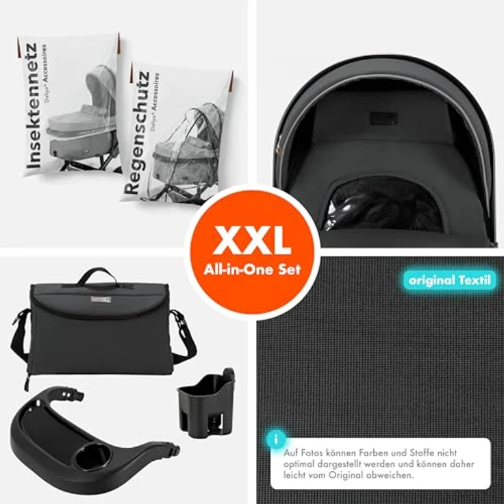 Daliya FLEXI-PRO M 2in1 Kombikinderwagen, klappbar, höhenverstellbar, mit Liegefunktion und großem Einkaufskorb, dunkelgrau – Bild 3