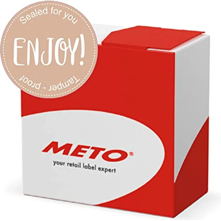 Meto Siegeletiketten in Spendbox (50mm rund, Pastel-Braun, permanent klebend, Sicherheitsschnitt, 500 Enjoy Aufkleber pro Etikettenrolle)