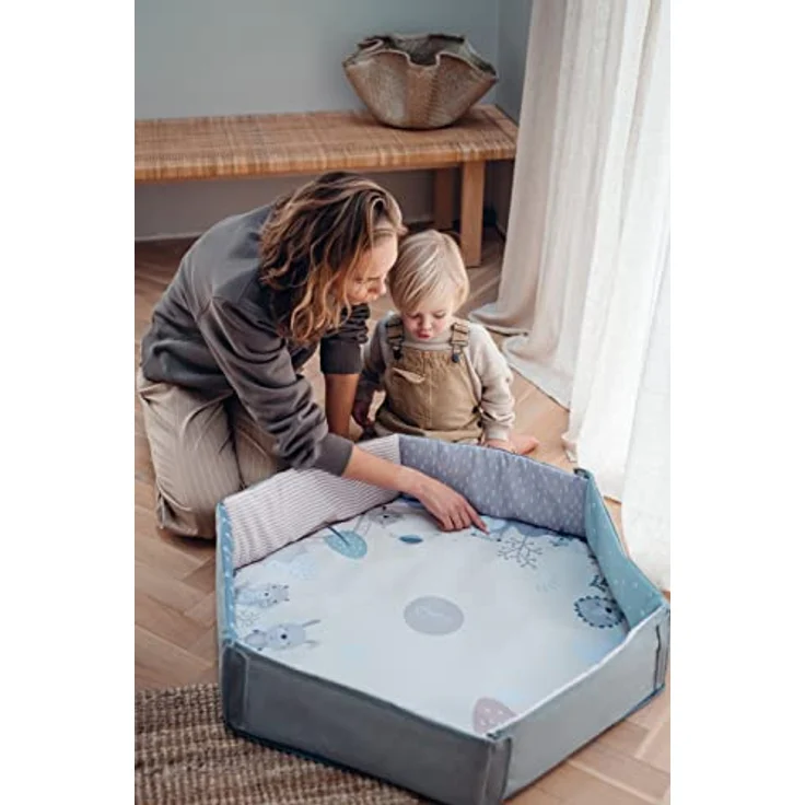 MoMi PASTEL Spielbogen mit Krabbelmatte 3-in-1, sensorische Aktivitätsmatte mit 2 Bögen, 5 Spielzeugen, 20 Bällchen und Krabbelkissen, für Babys ab Geburt – Bild 2