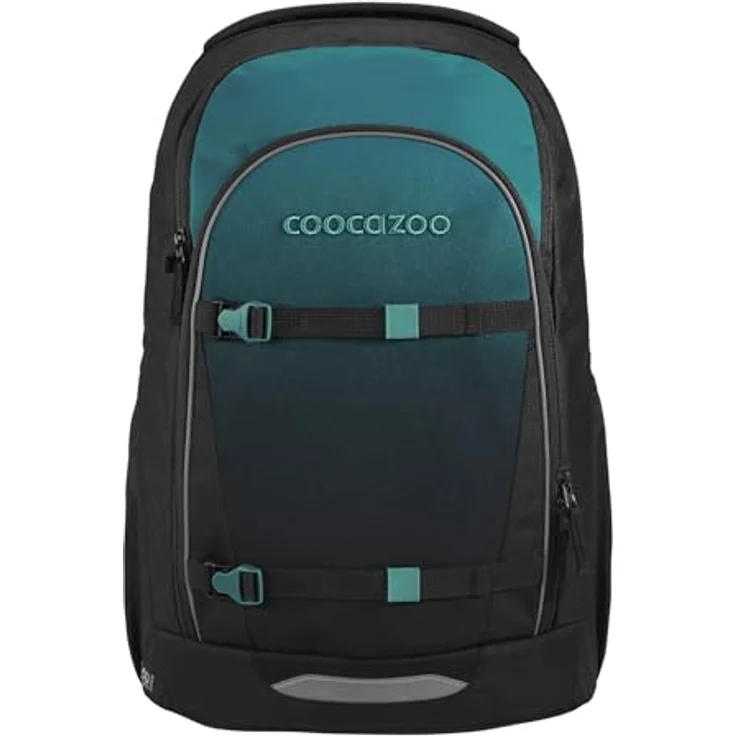 Coocazoo Schulrucksack Every „Teal Shadows“, ergonomischer Tornister, höhenverstellbar, 30 Liter Volumen, schwarz-blau, für ab der 3. Klasse, mit Brust- und Hüftgurt, aus 100% recycelten PET-Flaschen – Bild 1