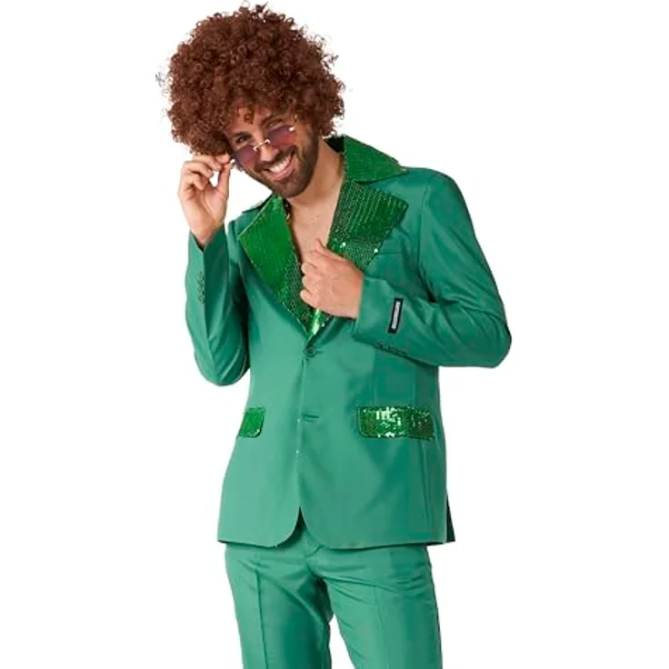 Suitmeister Herren Disco Kostüm Anzug - Saturday Night Fever Outfit - Slim Fit - Grün – Bild 3