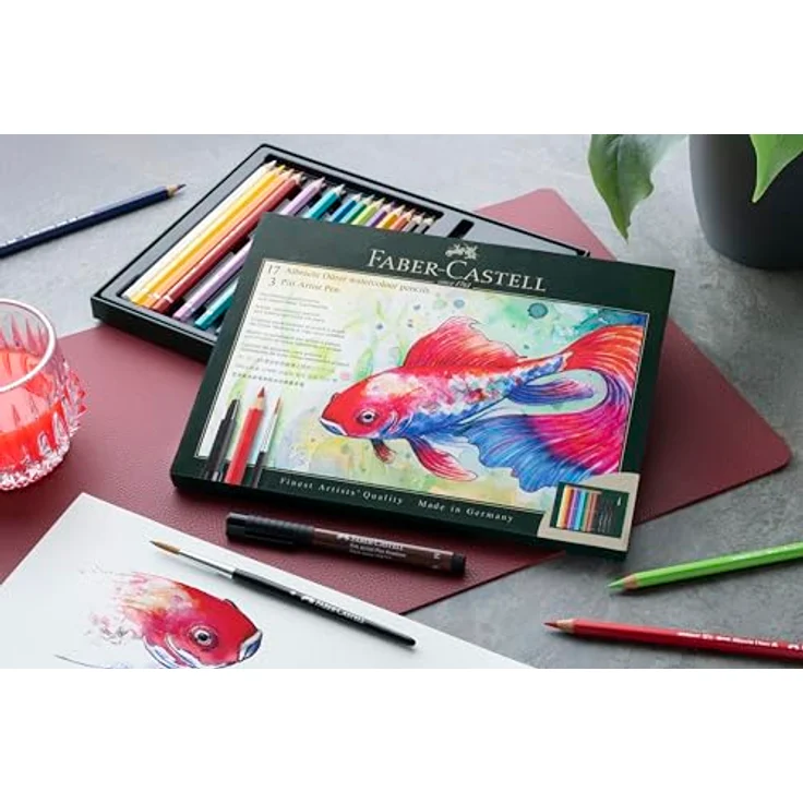 Faber-Castell 217552 Geschenkset Albrecht Dürer & Pitt Artist Pen, 21-teiliges Künstlerbedarf-Set für Aquarell und Illustration, inklusive wasservermalbarer Aquarellstifte und Pitt Artist Pens – Bild 3