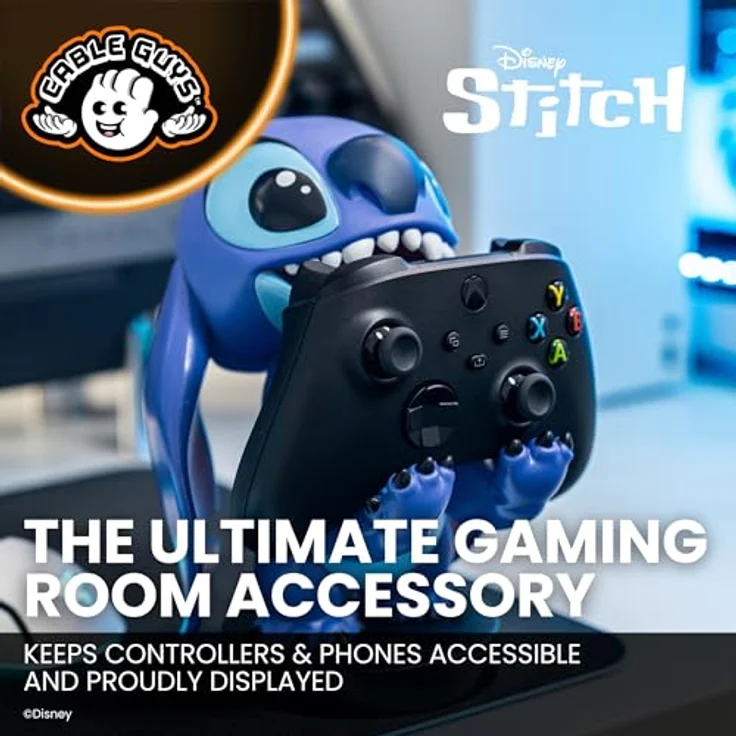 Exquisite Gaming - Clamping Bracket Disney Smiley Stitch, Sammelfigur zum Halten und Laden von Gamepads und Smartphones, 20 cm – Bild 3