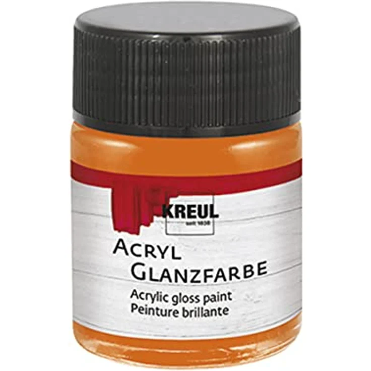 KREUL 79524 Acryl Glanzfarbe, orange, 50 ml, wasserbasis, speichelecht, schnelltrocknend, deckend, glänzend-glatt – Bild 1