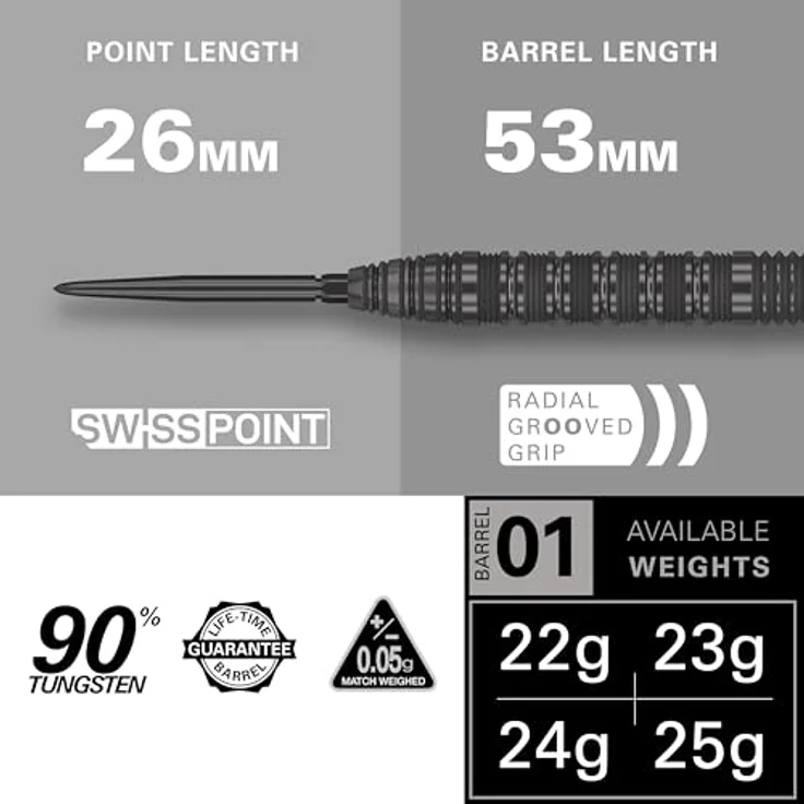 Target Darts Bolide Void 01, Darts Set mit 22G 90% Wolfram, schwarzem Swiss Point System und Pro Grip Shafts – Bild 2