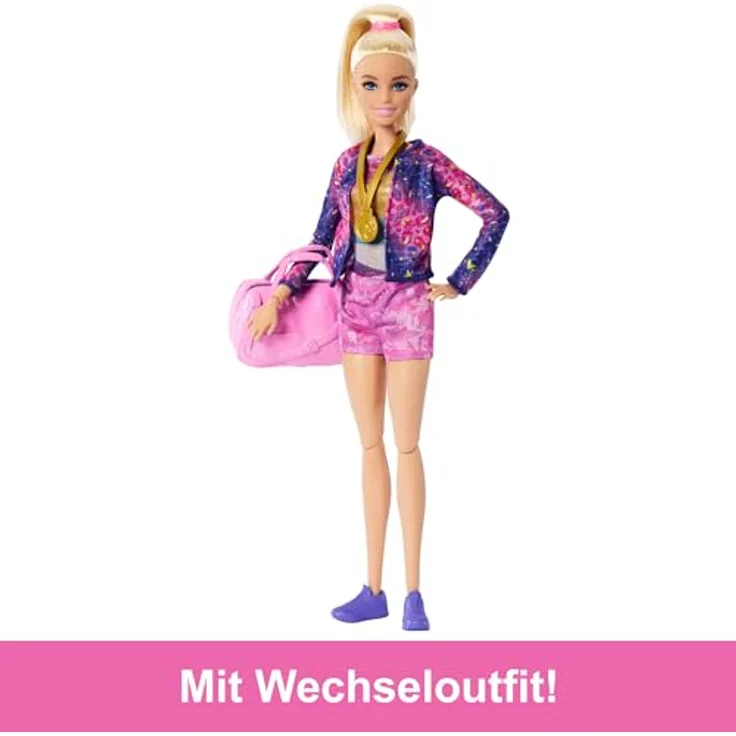 Barbie Anziehpuppe Gymnastik Spielset mit Drehfunktion und mehr als 10 Zubehörteilen – Bild 5