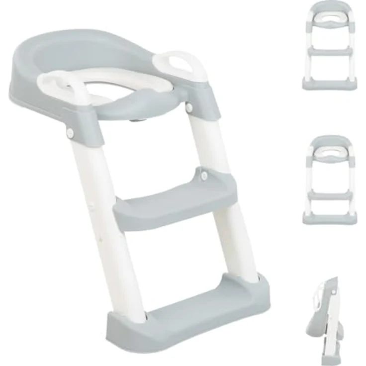Kikkaboo Toilettenaufsatz Lea, Leiter, Toilettensitz, Griffe, Stufen verstellbar, Farbe:hellgrau – Bild 2