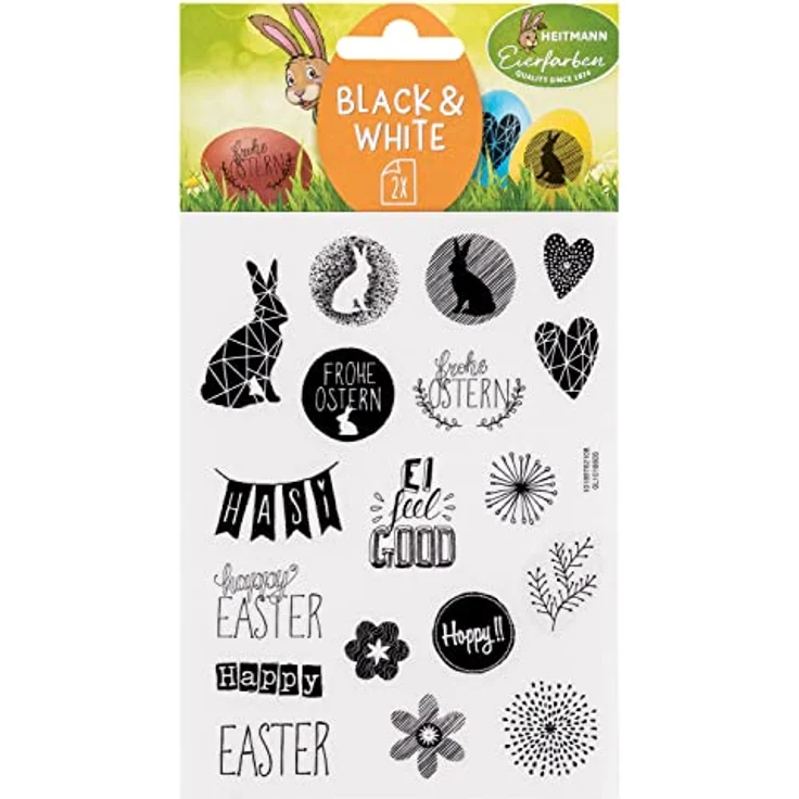 Heitmann Eierfarben - Sticker Black & White 2 Bögen, 1018605, Schwarz/Weiß – Bild 1