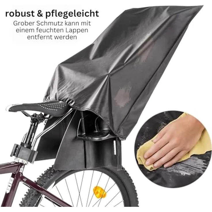 Zamboo Fahrradkindersitz Schwarz, Regenschutz für Kinder-Fahrradsitz, wasserabweisend & einfach anzubringen – Bild 4