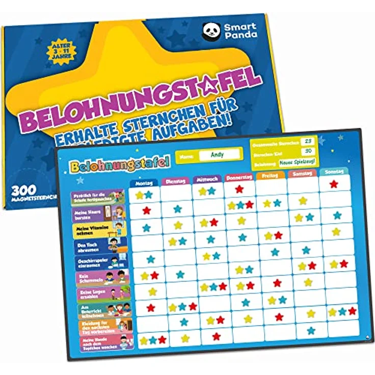 Belohnungstafel für Kinder – perfekt für Kleinkinder, zum Lernen von Verantwortung und für das Sauberkeitstraining – enthält 80+ Magnet-Aufgaben Und 300 Sterne - Aktualisierte Version, auf Deutsch – Bild 8