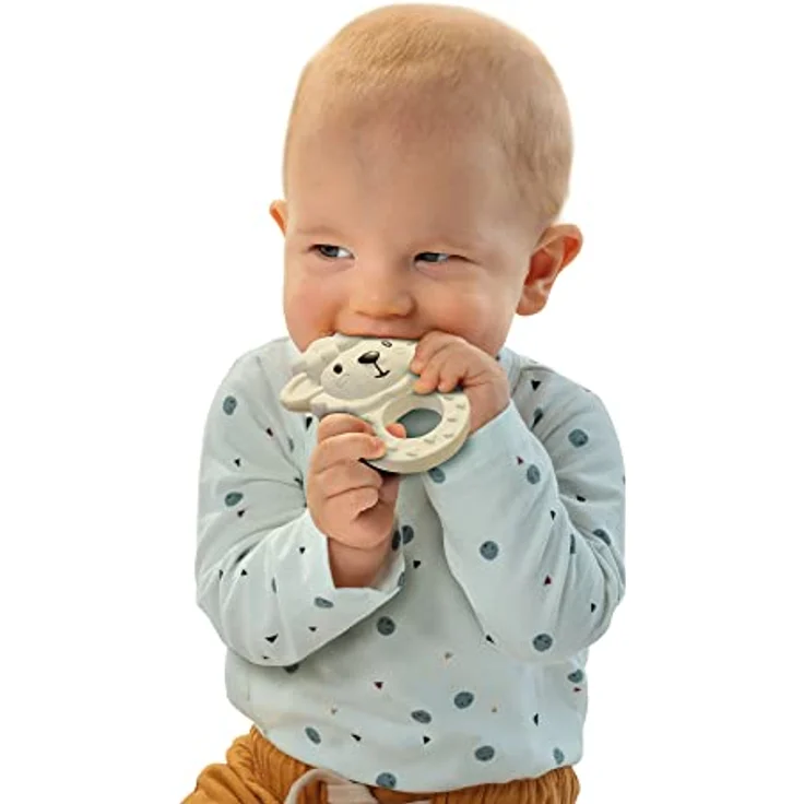SES Creative Beißring Sam das Schaf - 100% Naturkautschuk, BPA-frei, ergonomisch, für Babys ab 3 Monaten – Bild 2