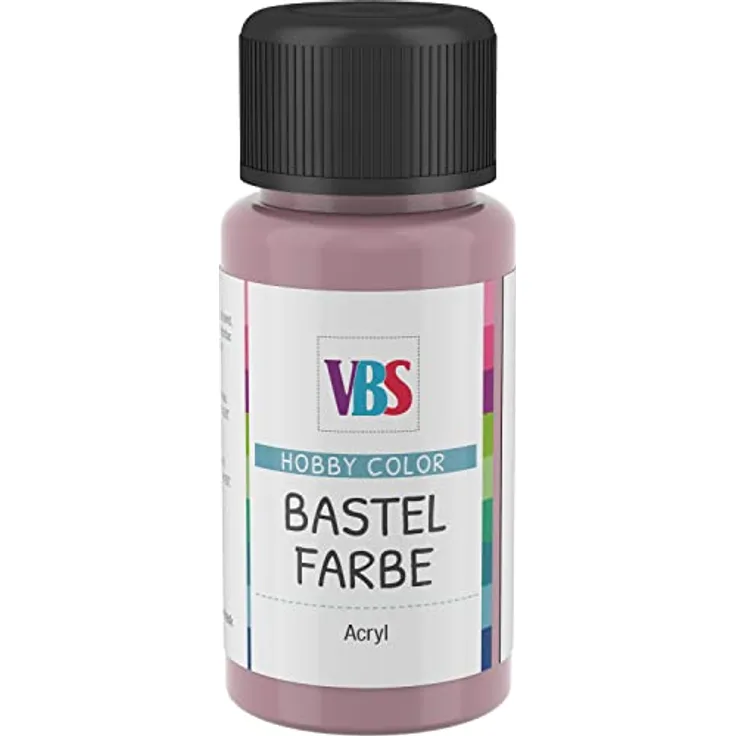 VBS Bastelfarbe 50ml Acrylfarbe Hobby Color, lichtecht und gut deckend, Pastell-Rosa