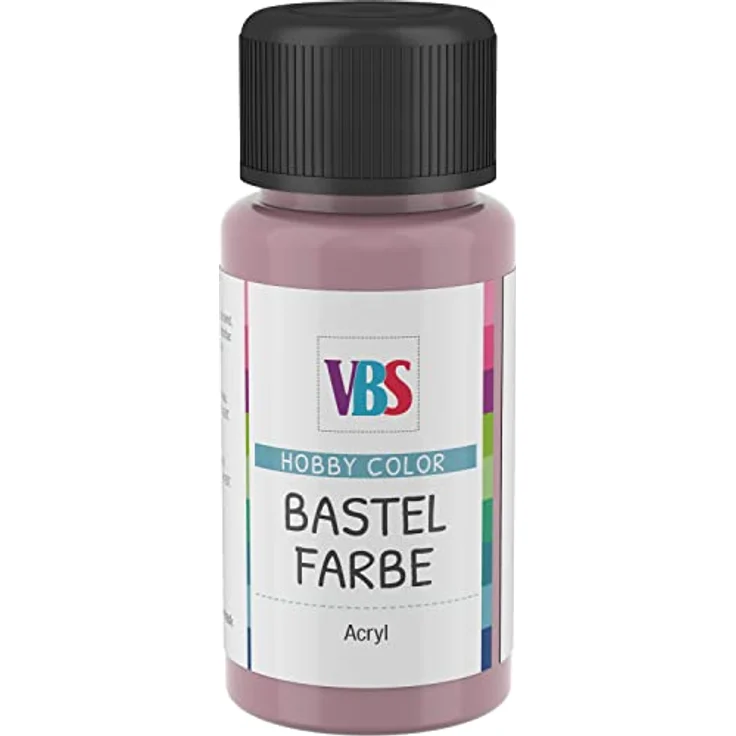 VBS Bastelfarbe 50ml Acrylfarbe Hobby Color, lichtecht und gut deckend, Pastell-Rosa