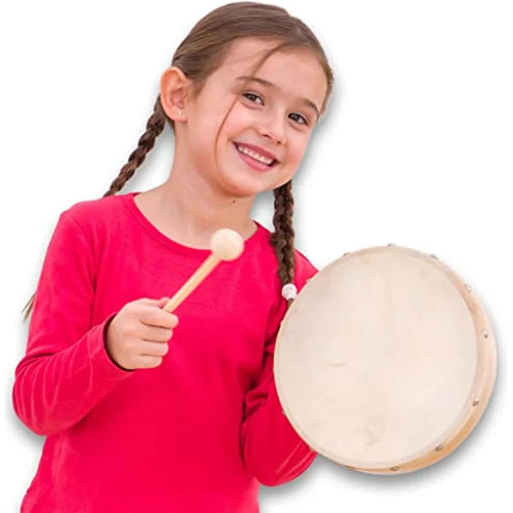 Betzold Musik Tamburin Schlägel Holz Rahmen-Trommel Naturfell, Handtrommel, 20 oder 25 cm Durchmesser – Bild 4