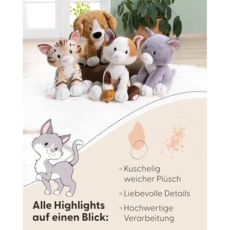 NICI Kuscheltier Katze sitzend grau, 25 cm Plüschkatze aus recyceltem Material – Bild 4