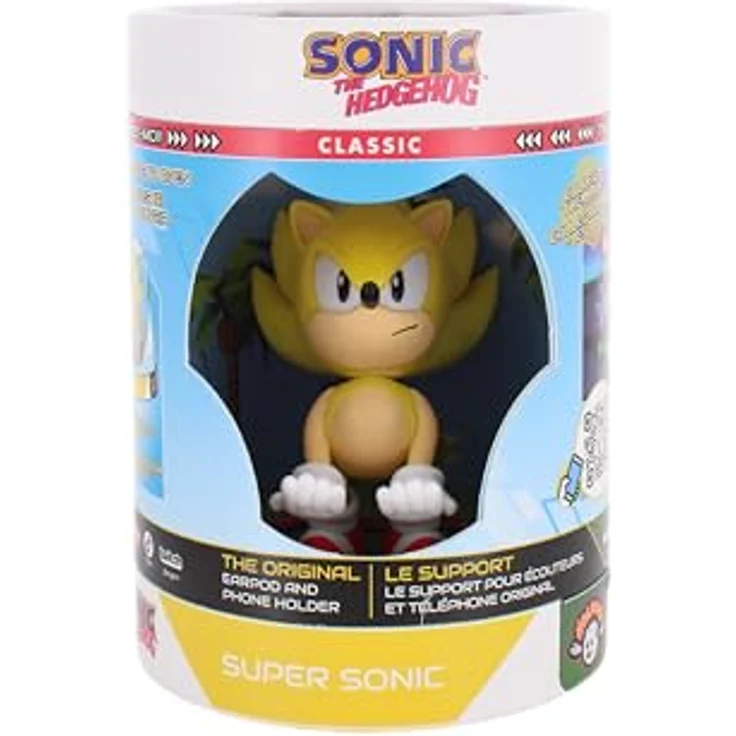 Exquisite Gaming Sonic the Hedgehog Super Sonic Mini Cable Guy, detailreiche Sammelfigur zur Halterung von Earpod Cases und Smartphones – Bild 6