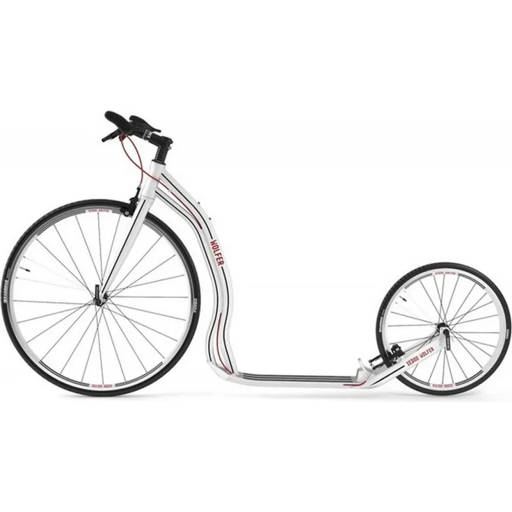 Yedoo Wolfer Tretroller, Scooter für Erwachsene und Jugendliche, höhenverstellbarer Lenker, 28 Zoll Vorderrad, rot und weiß
