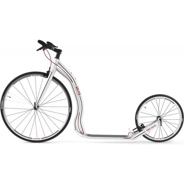 Yedoo Wolfer Tretroller, Scooter für Erwachsene und Jugendliche, höhenverstellbarer Lenker, 28 Zoll Vorderrad, rot und weiß