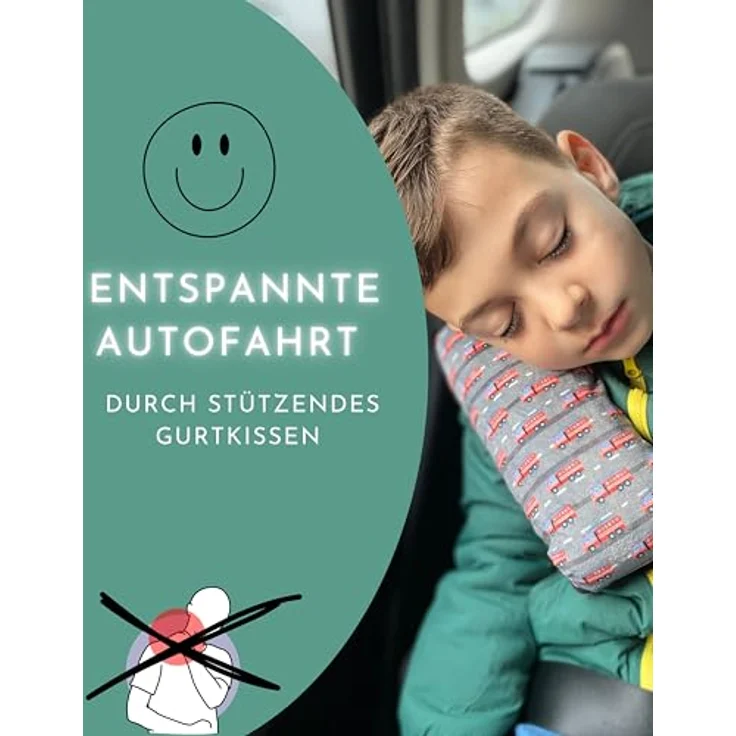 HECKBO Auto Schlafkissen für Kinder, Gurtpolster mit Feuerwehr, Polizei und Traktor Motiven, maschinenwaschbar, ergonomisch, farbenfrohes Design für Reisen und Sitzerhöhung – Bild 3
