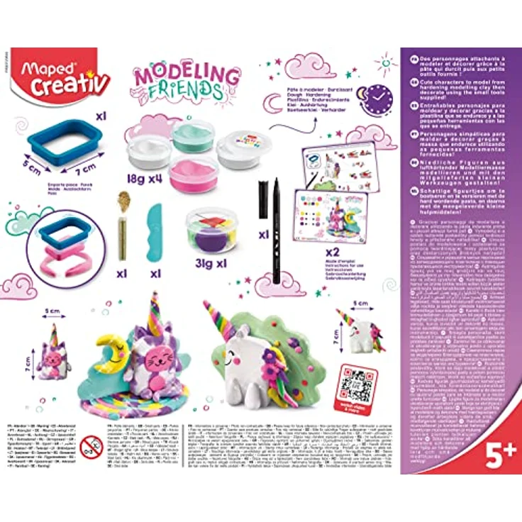 Maped CREATIV 907206 Modellier lufthärtender Modelliermasse Modeling Friends-Magical: Einhörner, bunt, 1 Set – Bild 3