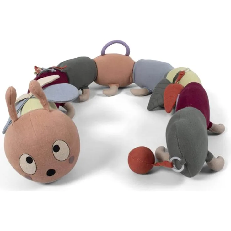 Filibabba Activity Plüschtier - Lilli die Larve, interaktives Babyspielzeug mit verschiedenen Texturen und Geräuschen