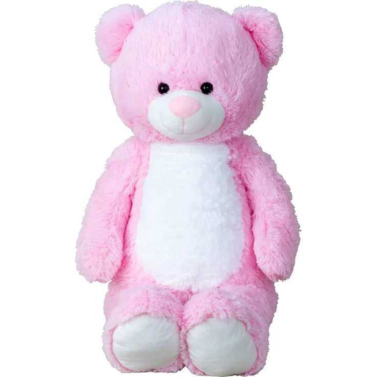 Geschenkestadl Riesen Teddybär Rosa XXL, 100 cm Kuscheltier mit flauschigem weißen Bauch