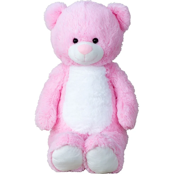 Geschenkestadl Riesen Teddybär Rosa XXL, 100 cm Kuscheltier mit flauschigem weißen Bauch
