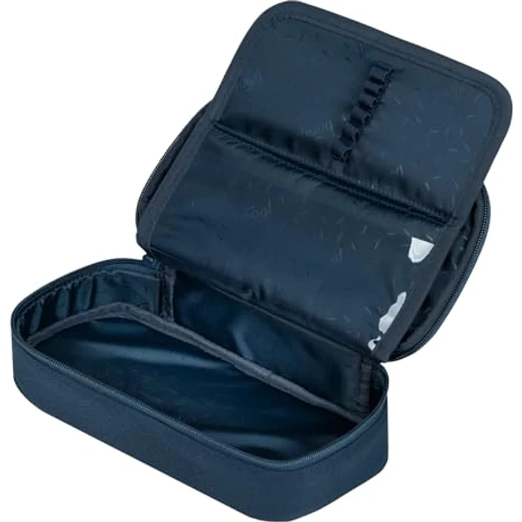 Baagl Federmäppchen für Jungen, Schulmäppchen mit Klappfach und Gummischlaufen, 23 × 12 × 5 cm, recyceltes Polyester, schwarz – Bild 2