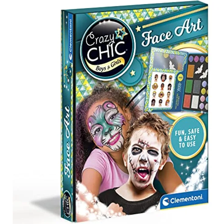 Clementoni Art & Craft, Crazy Chic-Gesichtsmalerei, 6+ Jahre, 78770, Multicolor