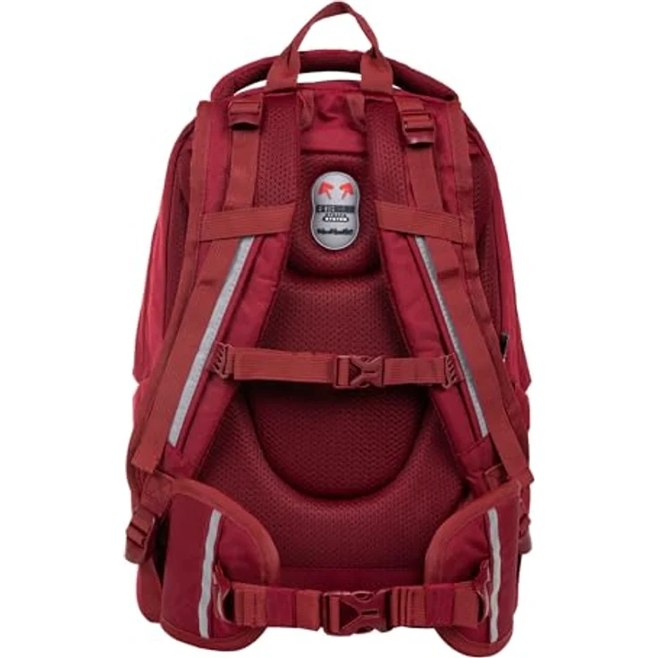 McNeill Schulrucksack MILO, roter Schulranzen mit gepolsterten Rückriemen, Organizer und Air-Flow Rückensystem – Bild 3