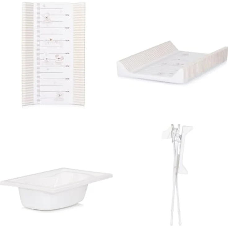 Chipolino Babywanne Wickeltisch 2 in 1 Aqua, klappbar, mit Zubehörfach und Ständer, beige – Bild 4