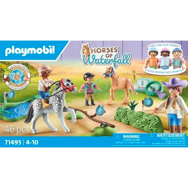 PLAYMOBIL 71495 Ponyturnier Spielset, mehrfarbig, mit Turnierplatz und verschiedenen Hindernissen aus recycelten Materialien – Bild 4