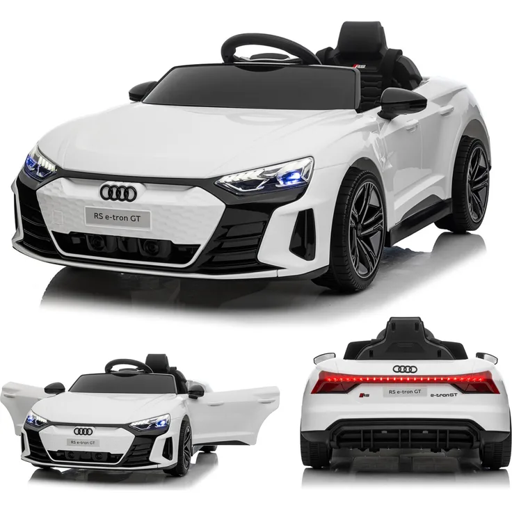 FCH Audi RS e-tron GT Kinderauto Kinder Elektroauto 12V mit Musik, breitem Sitz, verstellbarem Sicherheitsgurt Weiß