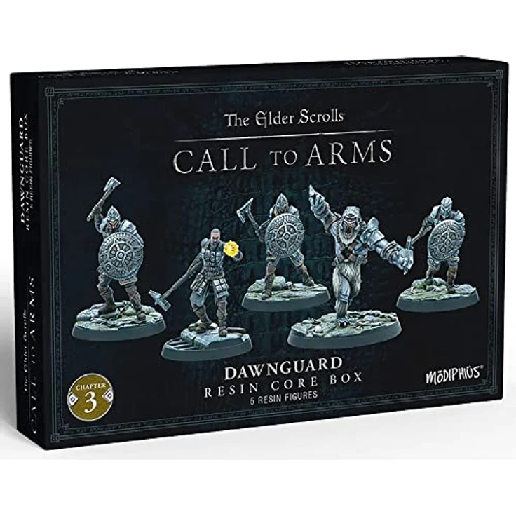 Modiphius The Elder Scrolls: Call To Arms - Dawnguard Core Set, Sammelfiguren mit Isran und gepanzerter Troll-Unterstützung, schwarz – Bild 1