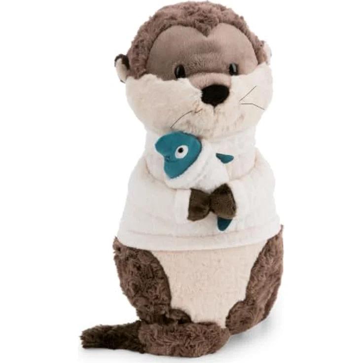 NICI Kuschelkissen Otter Ophelio, 40 × 20 cm Plüschotter in Braun mit kleinem Fisch – Bild 1