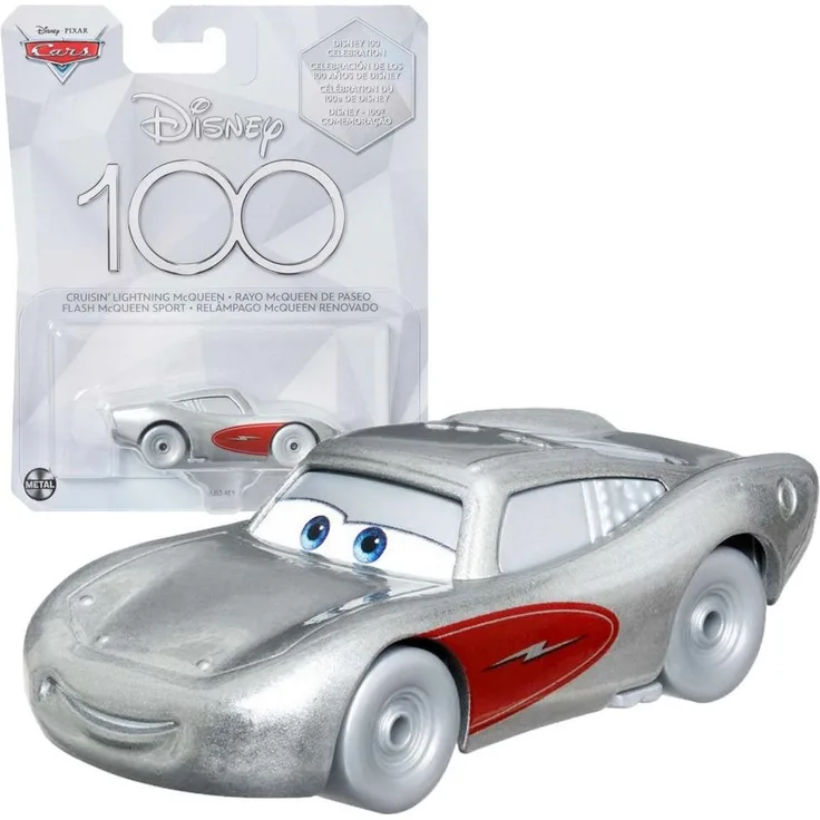 Disney Cars Lightning McQueen HPJ53, Spielzeug-Rennwagen im Maßstab 1:55 aus Druckguss, Teil der Disney 100 Kollektion