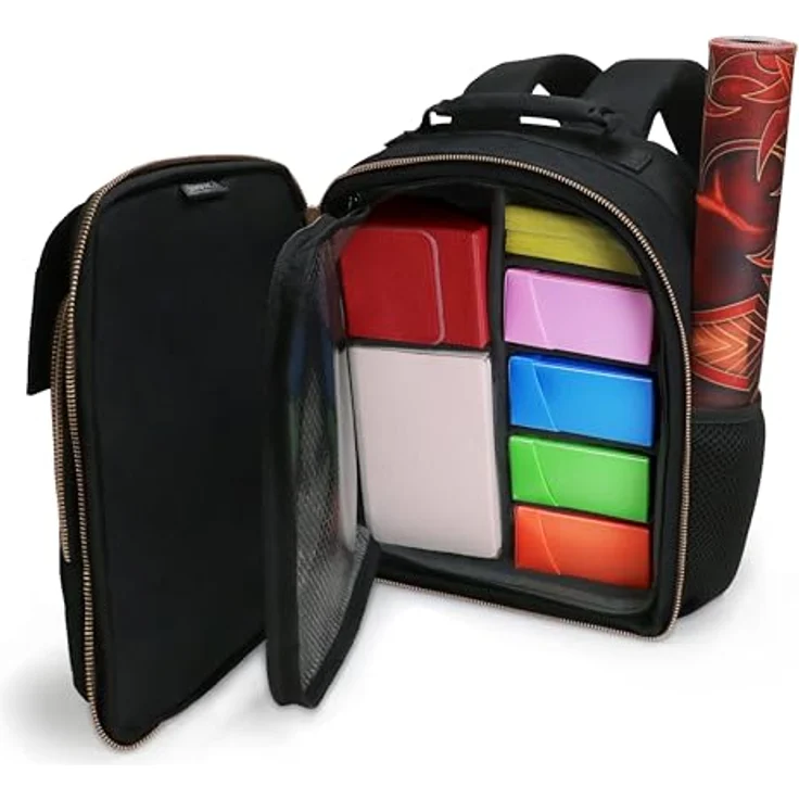 ENHANCE Kleiner Kartenrucksack mit Kartenschutzschirm, anpassbarem Innenleben, Aufbewahrung für Würfeltasche und Deck, Reisebereit mit Spielmattenhalter, kompatibel mit Magic the Gathering und Lorcana – Bild 1