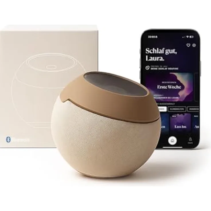 Loume® Einschlafhilfe mit rotem Licht, Atemtechnik & geführte Meditation, Naturklänge und White Noise, App-gesteuert für besseren Schlaf und Stressabbau