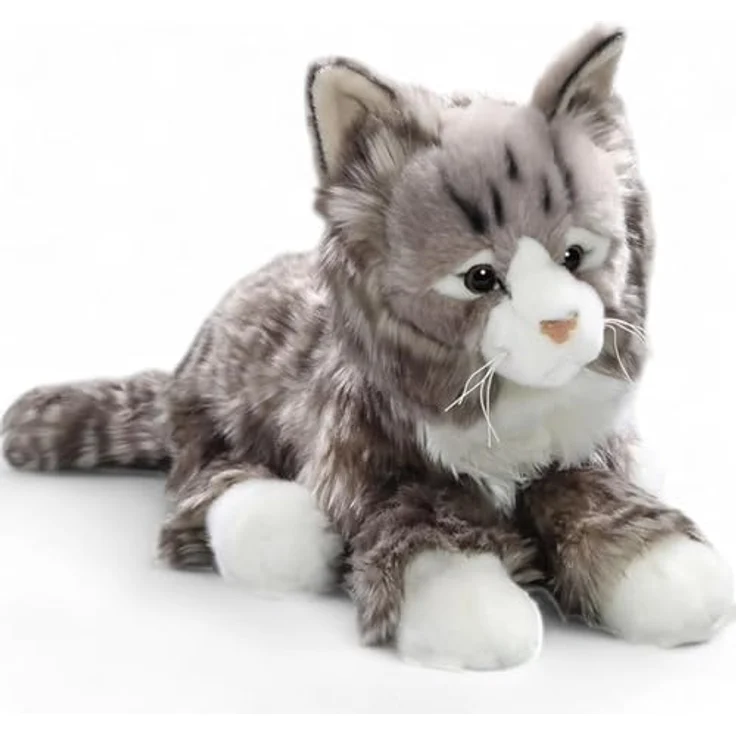 Carl Dick Katze getigert, grau, Plüschtier, Kuscheltier mit Granulat-Kügelchen, ca. 37cm – Bild 3