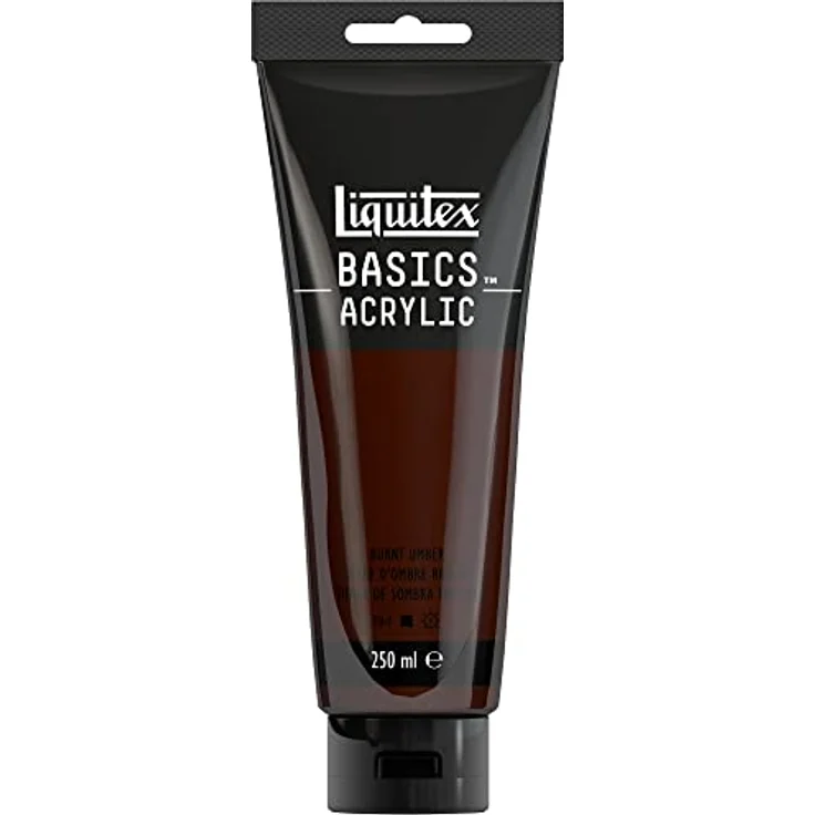 Liquitex Basics Acrylfarbe Umbra Gebrannt, monopigmentierte Künstlerpigmente, lichtecht, mittlere Viskosität, 250ml Tube, seidenglänzender Finish, Archivqualität – Bild 1